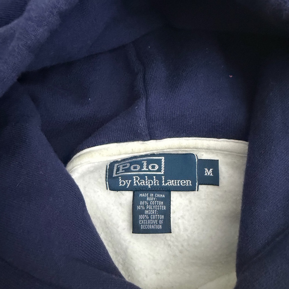 Polo Ralph Lauren Rowing Hoodie Men M White‎ Navy Vintage 90s Athletic Pullover - Picture 6 of 6
